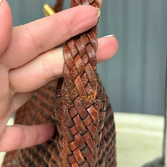 GEM Vintage Genuine Leather Brown Woven Crossbody Bag Made in Brazil - Picture 15 of 16